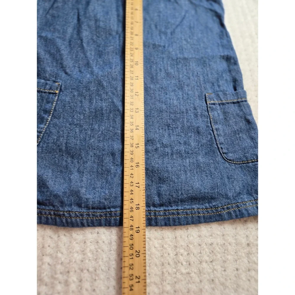 Old Navy Girls 4T Blue Denim Pinafore Jumper Dress Flower Buttons Pocket